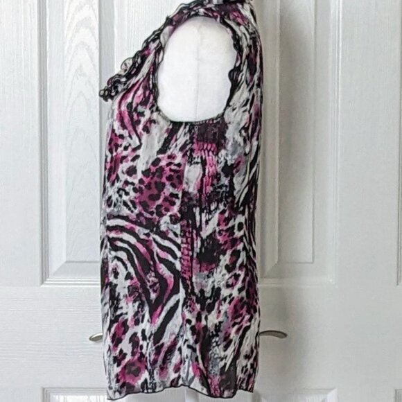 SIGNATURE BY LARRY LEVINE Women's Sleeveless Blouse Top Size S Purple Print - Picture 3 of 5